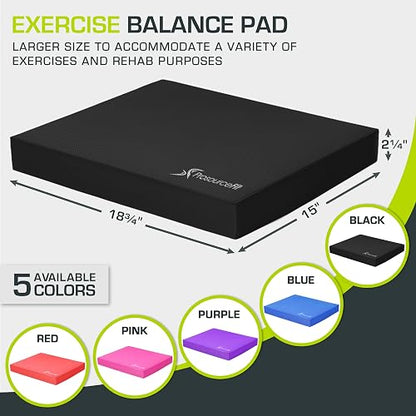 ProsourceFit Exercise Balance Pad, Non-Slip Cushioned Foam Mat & Knee Pad for Fitness and Stability Training, Yoga, Physical Therapy