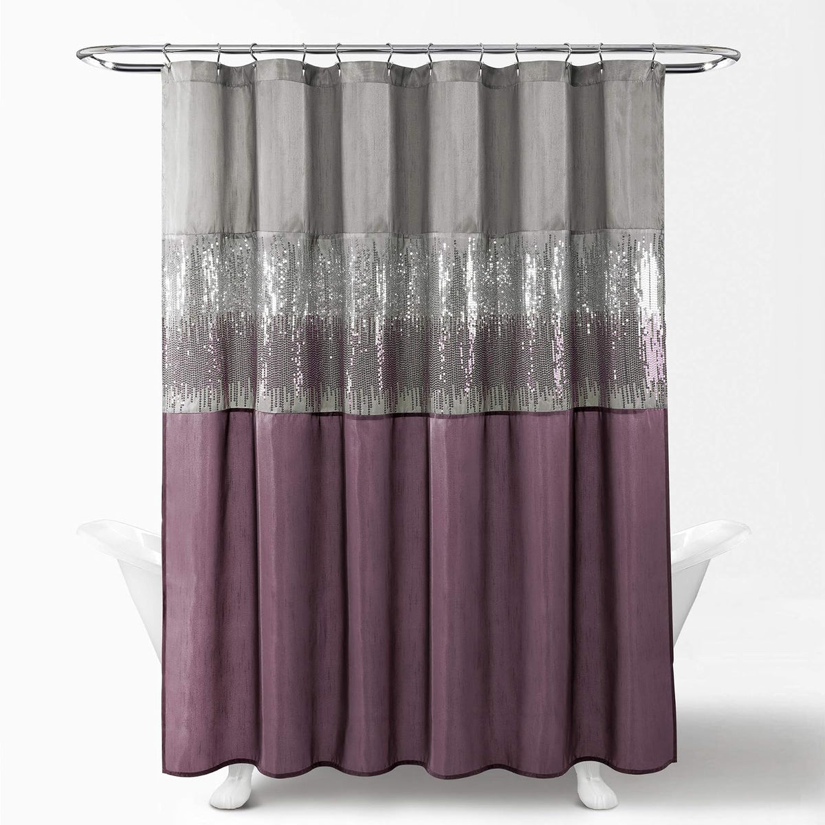 Lush Decor Night Sky - Cortina de Ducha, 72 x 72 Pulgadas, Gris y Morado