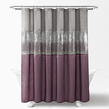 Lush Decor Night Sky - Cortina de Ducha, 72 x 72 Pulgadas, Gris y Morado