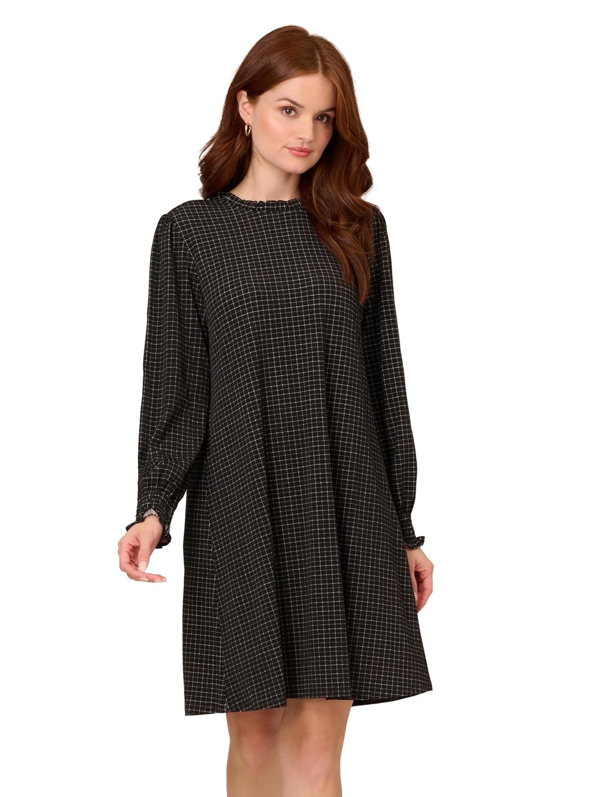 Adrianna Papell Vestido de Punto con Cuello Fruncido Estampado Vestido Mujer