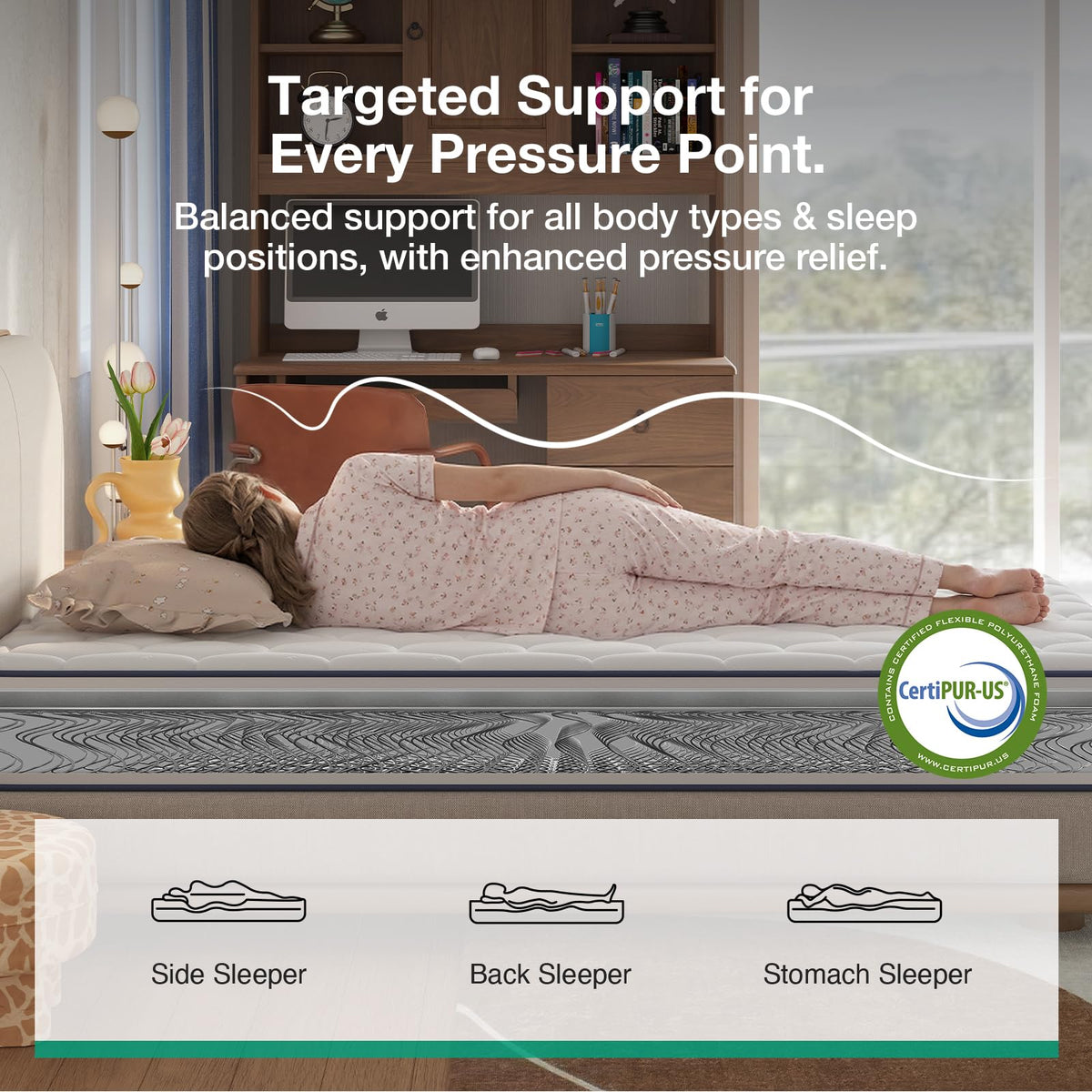 Novilla Colchón Doble de 8 Pulgadas, Bonnell Spring Hybrid con Soporte de | Capa de espuma adaptable, bocinas de acero para un apoyo duradero, comodidad de refrigeración, certificado CertiPUR-US