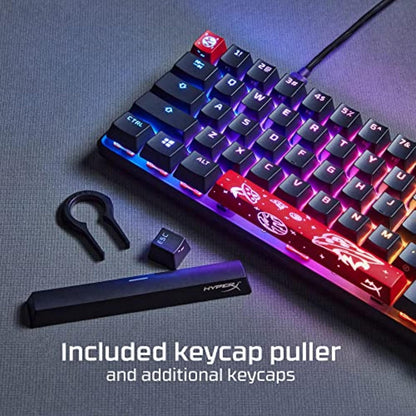 HyperX Alloy Origins 65, Teclado mecánico Gamer, Forma compacta del 65%, Aqua, Teclas PBT de Doble Disparo, Retroiluminación LED RGB, Compatible con Software NGENUITY