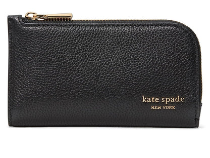 Kate Spade New York Devin - portafolios pequeña de piel de guijarros para mujer, Negro, Talla unica