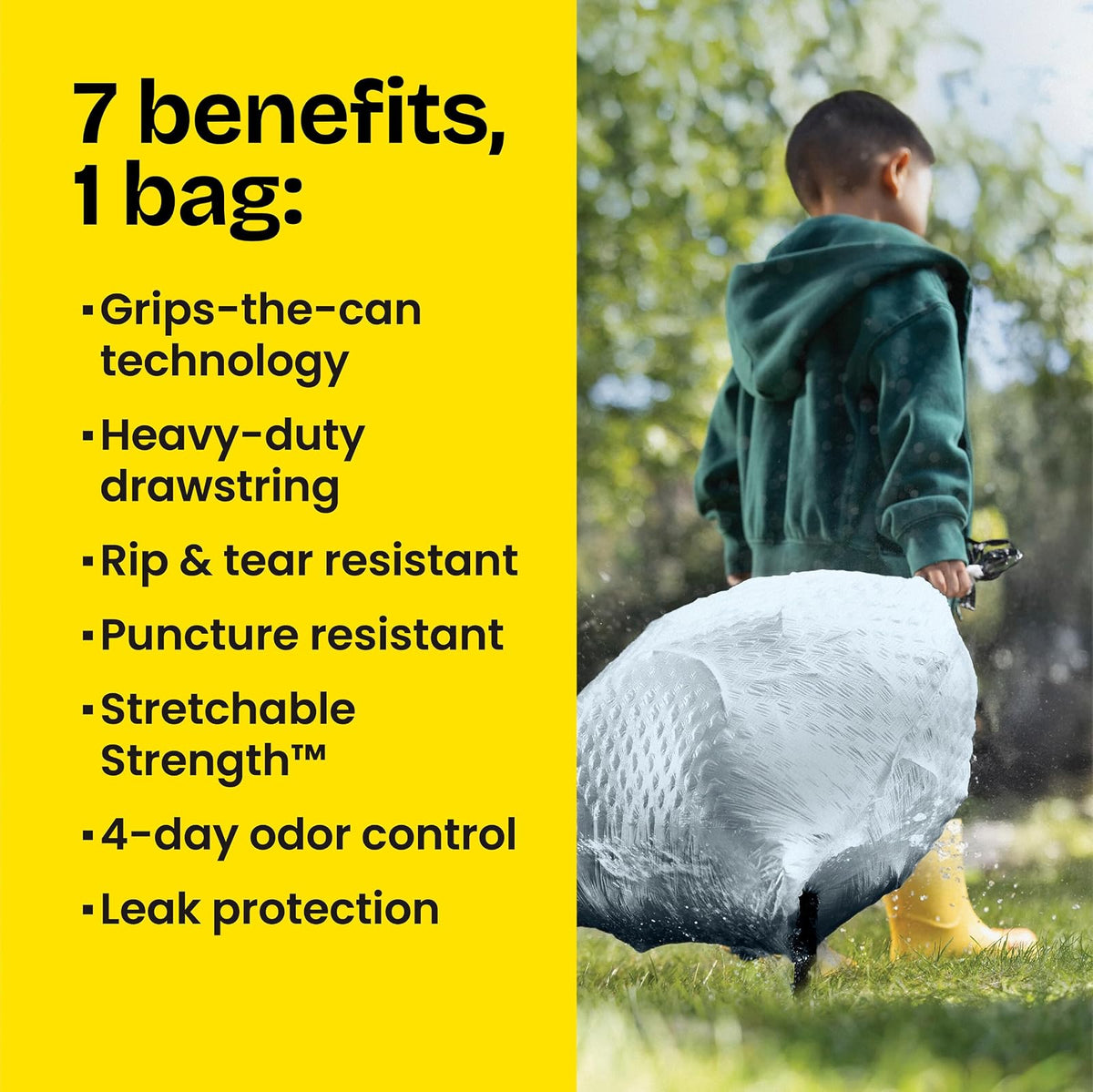 Glad OdorShield Tall Kitchen Drawstring Trash Bags, Fresh Clean, 13 Gallon, 80 Count