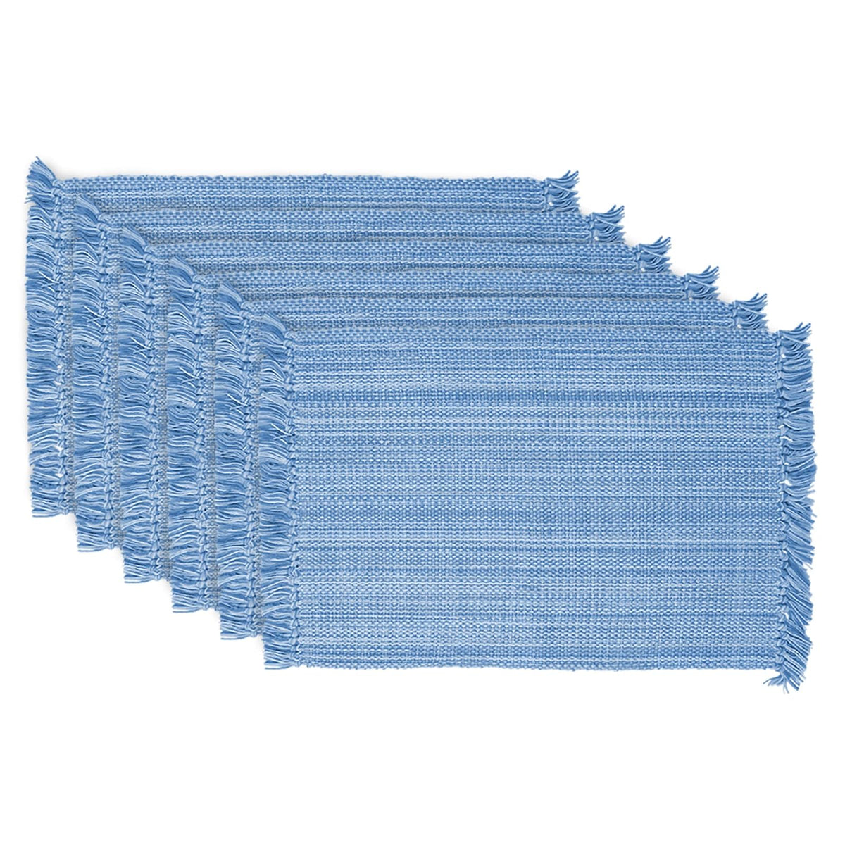DII - Manteles Individuales de Algodón, Colección Abigarrada, Juego de 6 - Mantel individual - Azul claro