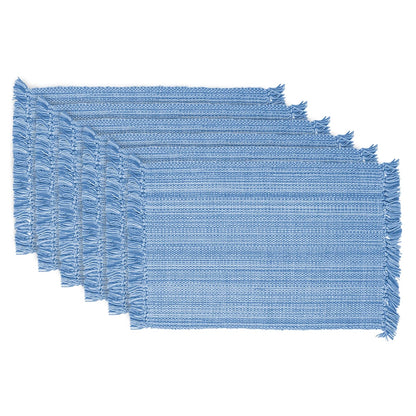 DII - Manteles Individuales de Algodón, Colección Abigarrada, Juego de 6 - Mantel individual - Azul claro