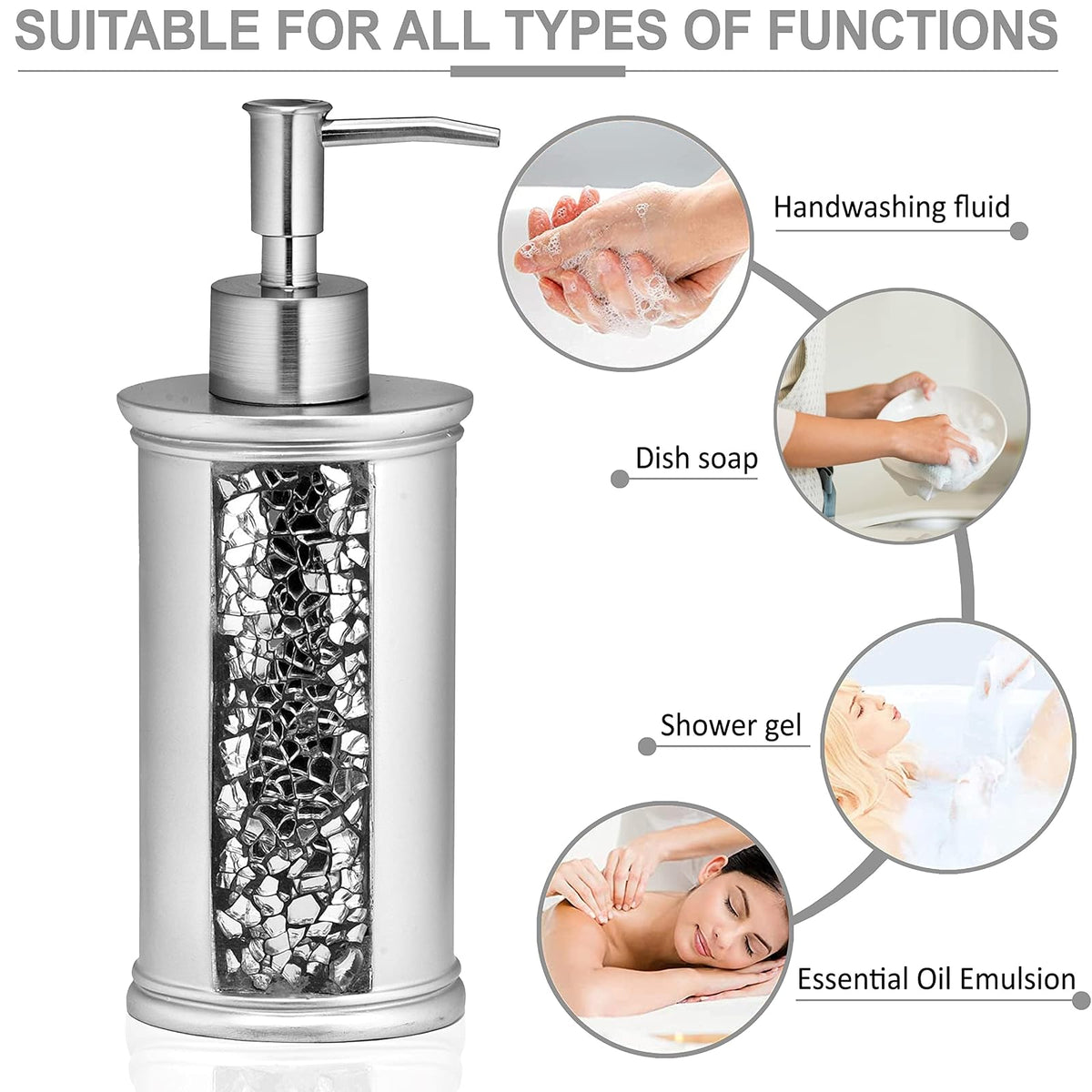 Popular Bath Soap Dispenser/Lotion Pump, Sinatra Collection, Silver