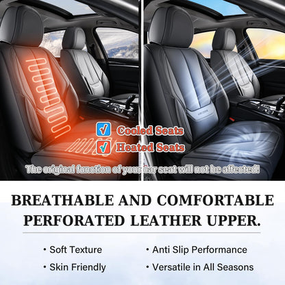 Coverado 8805PU Juego Completo de Fundas de Asiento de Automóvil de Piel Nappa Impermeable Delantero y Trasero, Negro