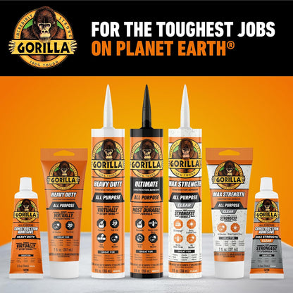 Gorilla Max Strength Calcomanía de Construcción 2.5 oz | Transparente, paquete de 1, relleno de huecos, impermeable, tubo de compresión