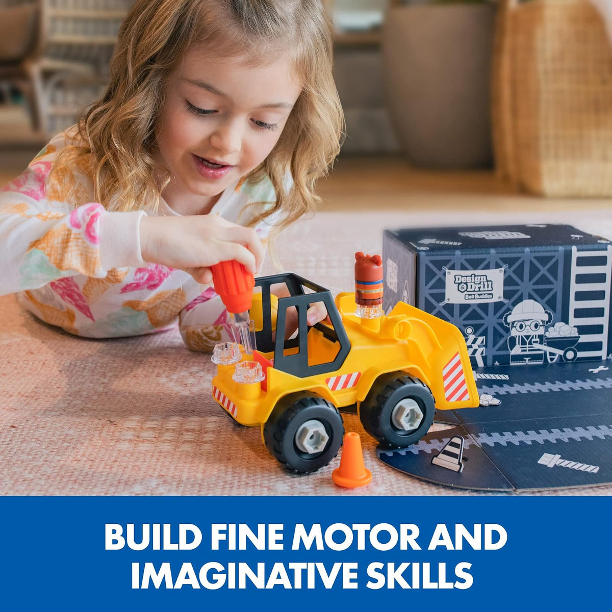 Educational Insights Design & Drill Bolt Buddies Bulldozer Juguetn Destornillador, Juguete Preese Desarmable cocolar Stem, Niños y Niñas Mayores de 3 años