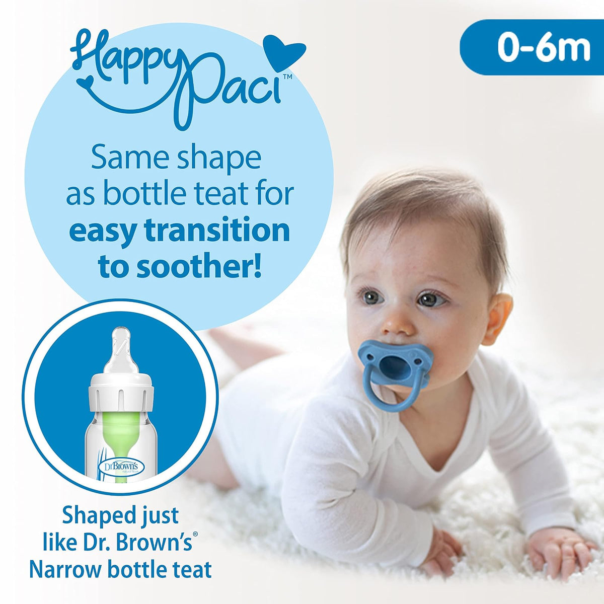 Dr. Brown´s HappyPaci™ Chupón 100% silicona, paquete de 2