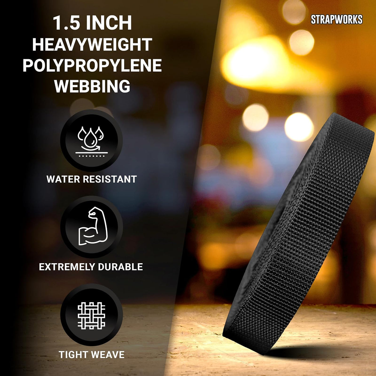 Strapworks Heavyweight Polypropylene Webbing - Heavy Duty Poly Strapping for Outdoor DIY Gear Repair