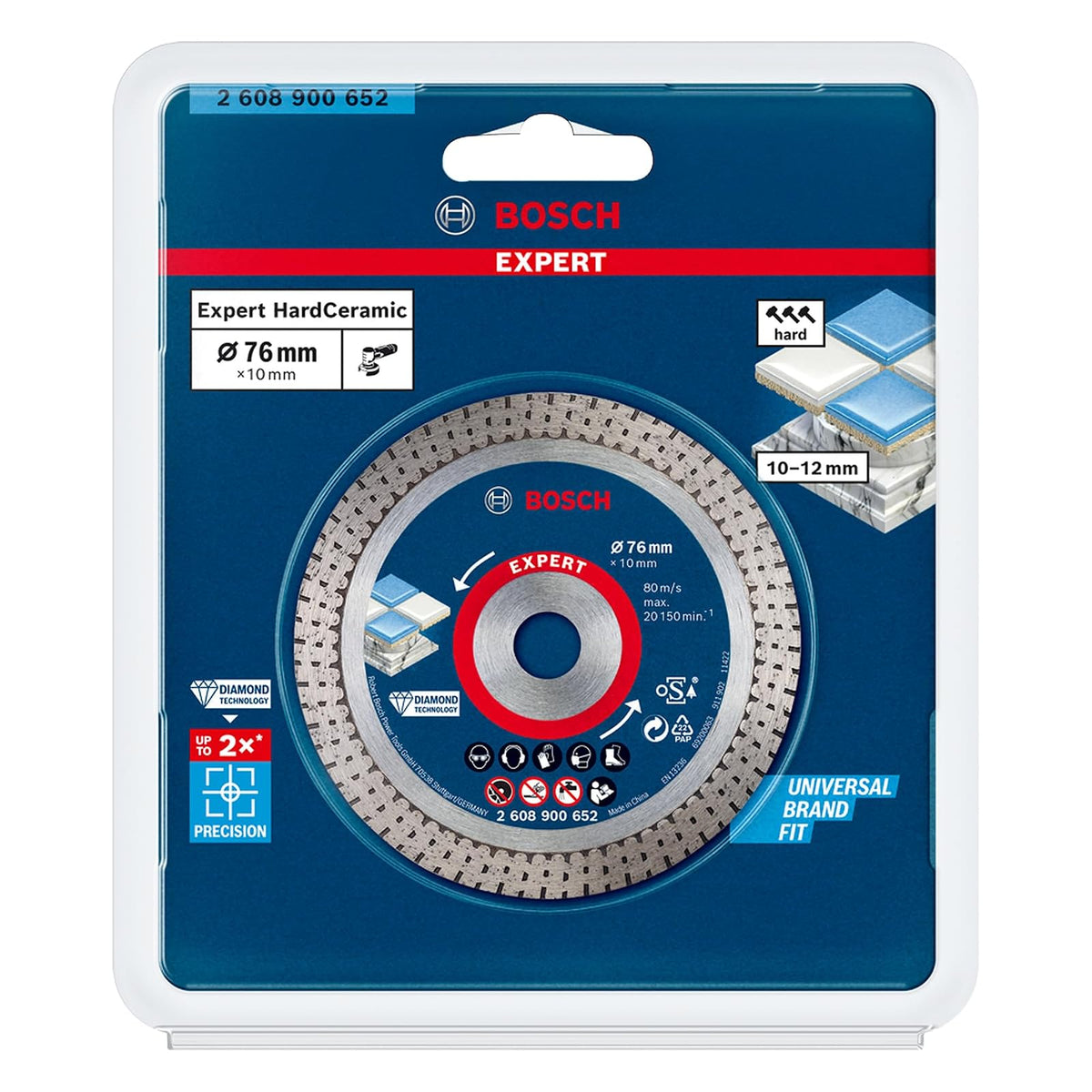 Bosch Disco diamantado EXPERT Hard Ceramic Ø76x1,5x10mm | Para azulejos de cerámica dura, piedra dura, Ø 76 mm, accesorio profesional Mini amoladora angular