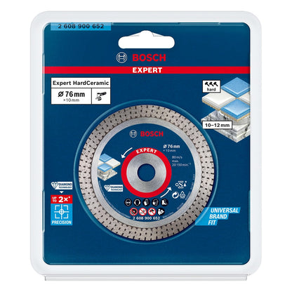 Bosch Disco diamantado EXPERT Hard Ceramic Ø76x1,5x10mm | Para azulejos de cerámica dura, piedra dura, Ø 76 mm, accesorio profesional Mini amoladora angular