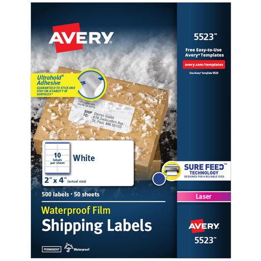 Avery 05523 Etiqueta Láser Weatherproof, 500 Etiquetas