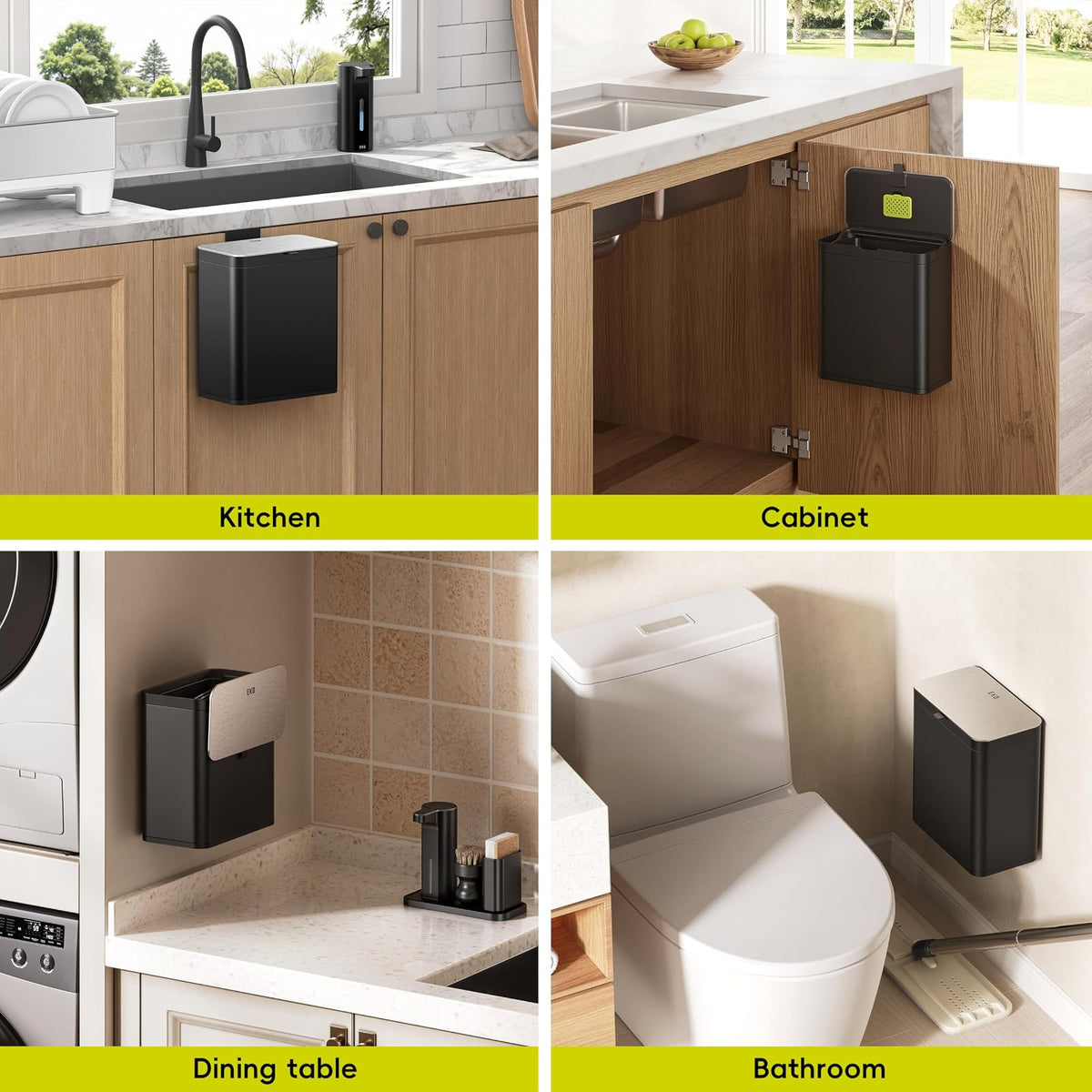 EKO - cubeta de compostaje de cocina, acero inoxidable de 7 litros/1.85 galones con cubeta interior extraíble y compartimento desodorante, contenedor de compostaje de encimera 2 en 1 con tapa, carrito