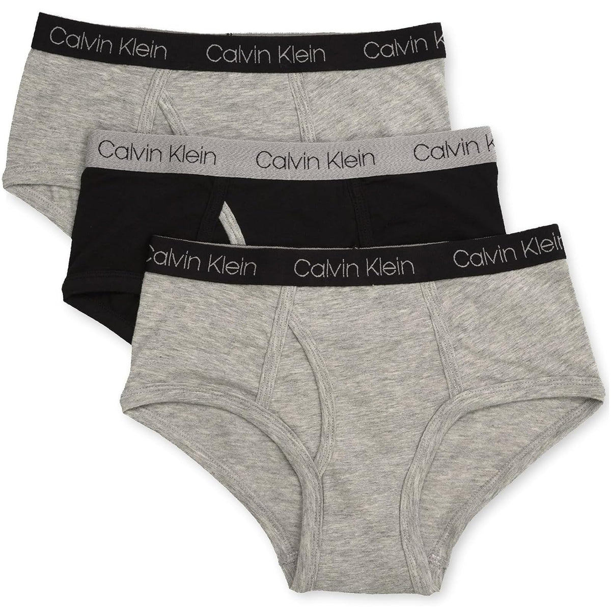 Calvin Klein CK Calzoncillos para Niño, Paquete de 3 - Gris jaspeado, negro, gris jaspeado. - G