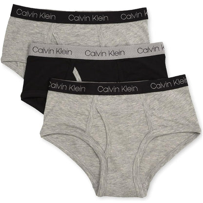Calvin Klein CK Calzoncillos para Niño, Paquete de 3 - Gris jaspeado, negro, gris jaspeado. - G