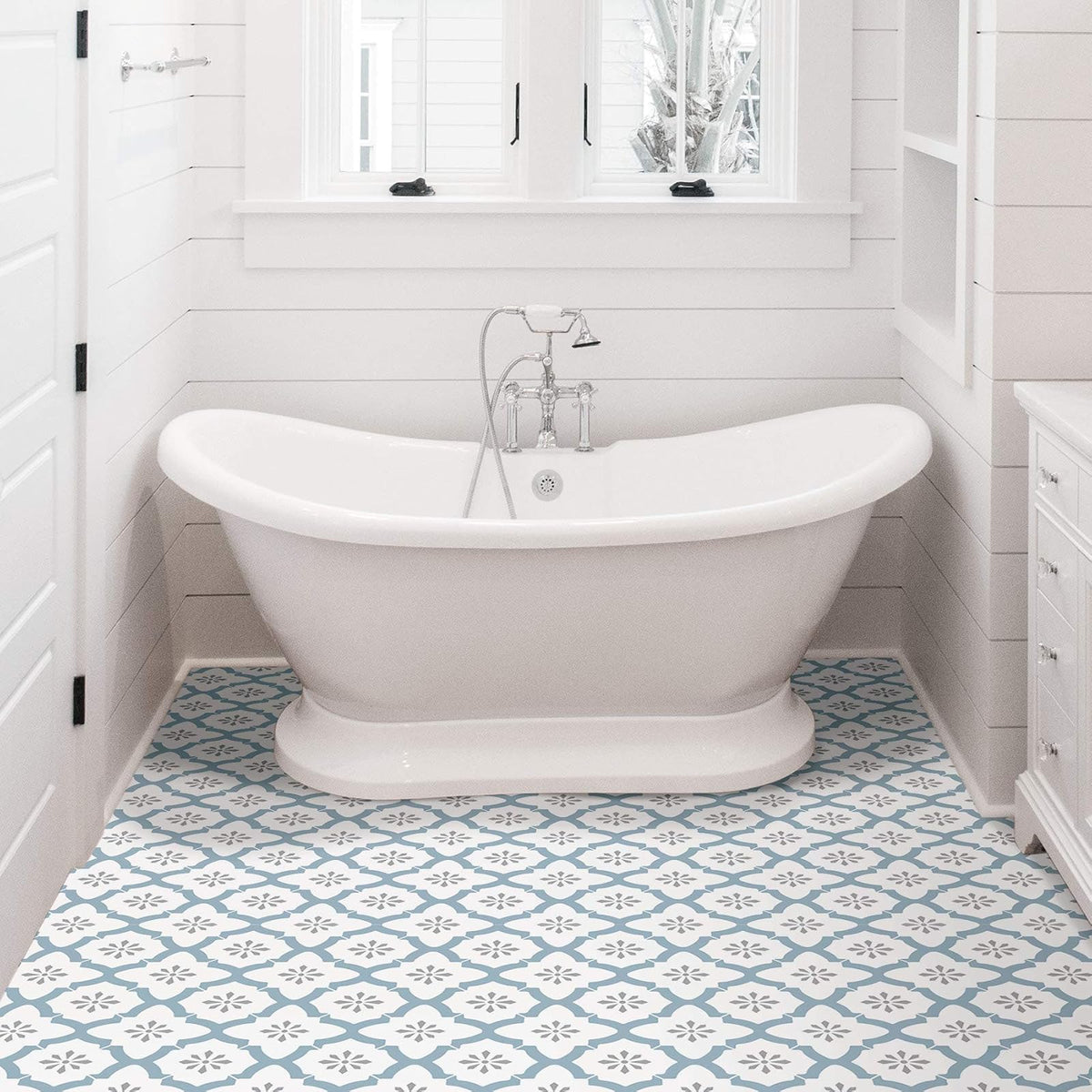 FloorPops FP2943 Alfama - Azulejos de piso para despegar y pegar, multicolor, azul