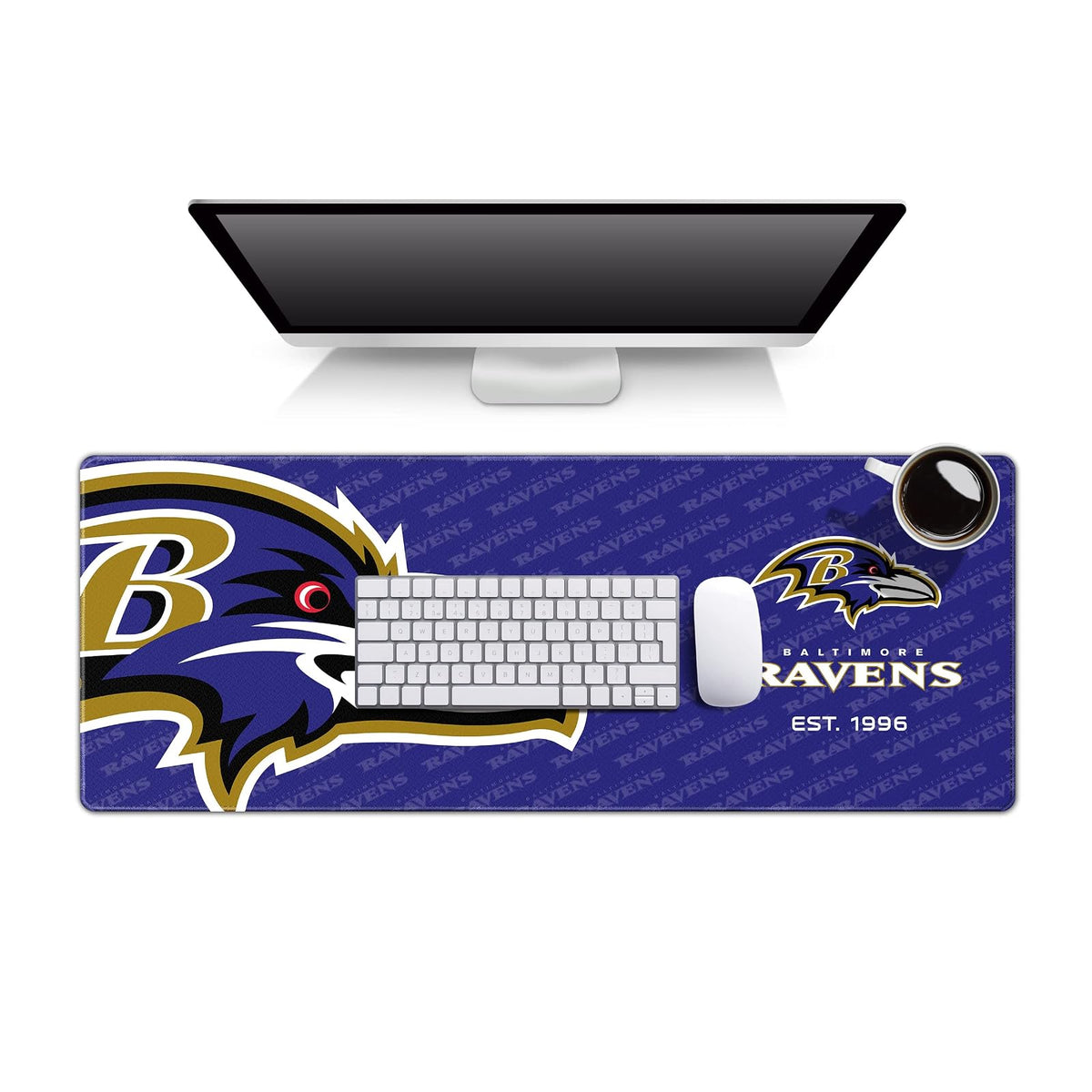 YouTheFan Tapete para Escritorio NFL con Logo de tu Equipo - 80 x 30.5 cm - Baltimore Ravens