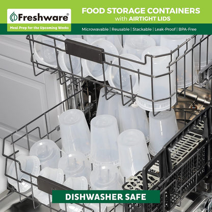 Freshware, YH-S8X50, Contenedores de almacenamiento para alimentos, plástico con tapas herméticas, 228 g, para control de porciones, 50 unidades