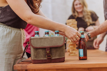 Picnic Time - Recipiente para 6 botellas de cerveza con abrebotellas integrado, marrón, verde, caqui (khaki green/brown), Оne Расk