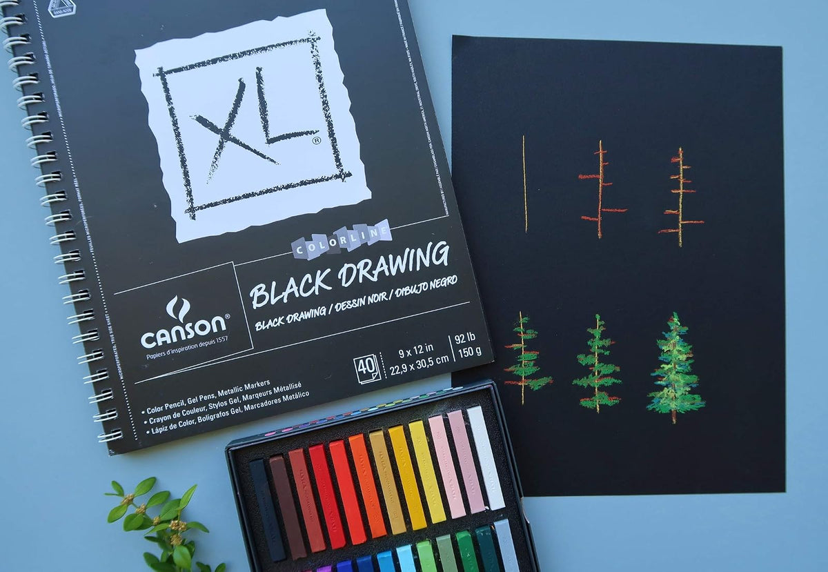 CANSON XL Series - Dibujo Negro, Negro, 22.86 x 30.48 cm, 1 | Negro, 1 almohadilla, papel de 150 g, 40 hojas
