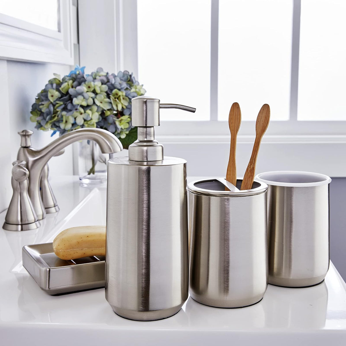 SKL Home Roche - Jabonera, Vaso, Nickel, Vaso, 1