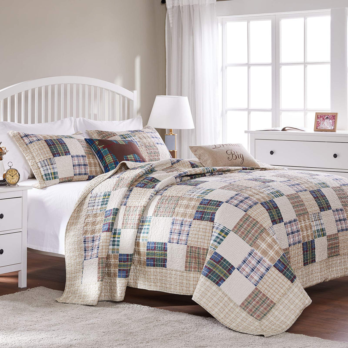 Greenland Home GL-1304EMSK 3 Piece Oxford Quilt Set, King Size, Multicolor