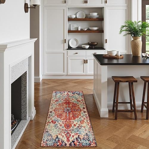 Lahome Bohemian Floral Sock on Runner Carpet Alfombra de baño Lavandería 2x4 Lavandería Hallyway Runner Tapete de baño de Lana Imitación Antideslizante Alfombra de Piso bajo para Cocina Baño Entrada
