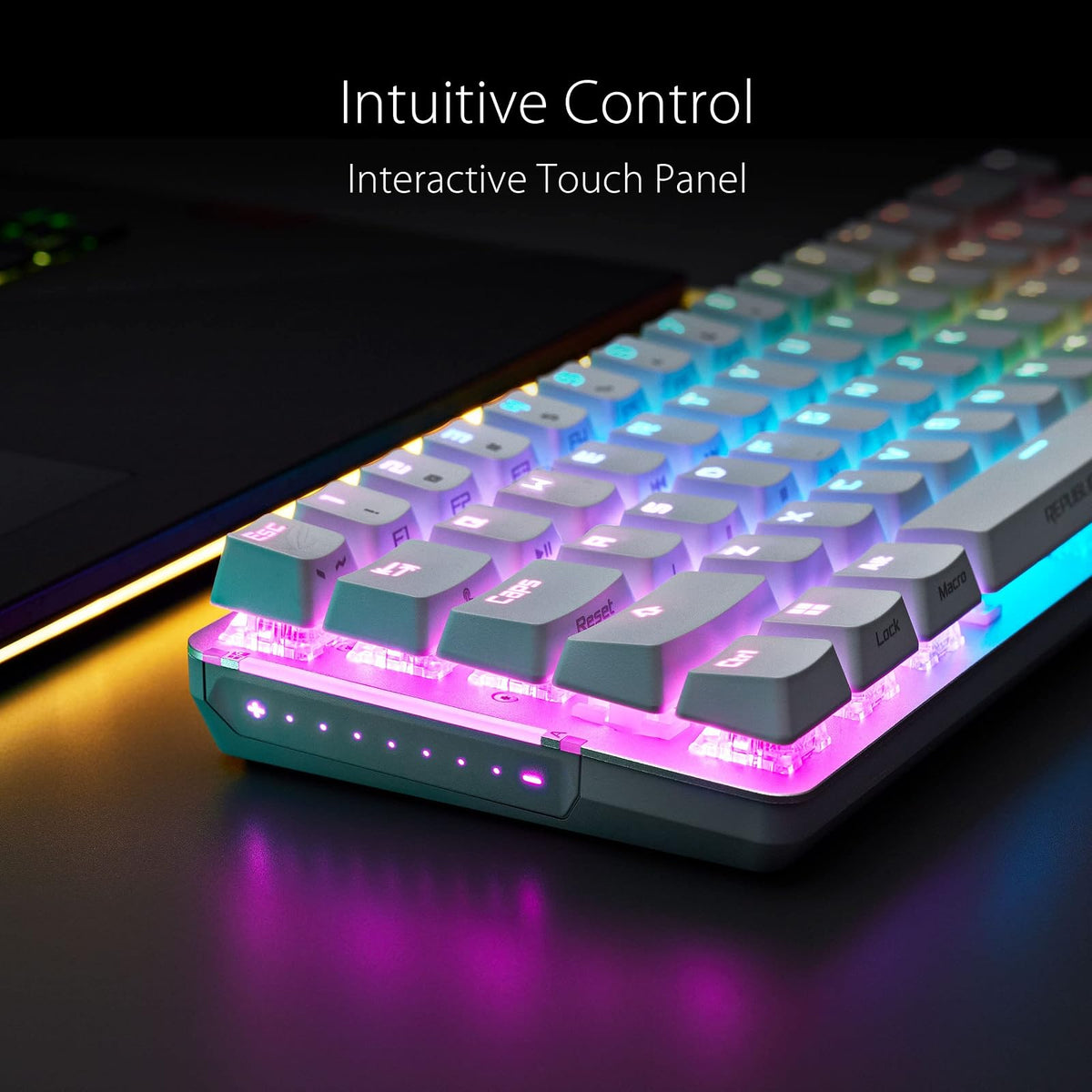 ASUS ROG Falchion Ace Teclado Mecánico Teclas PBT para FPS MOBA y Esports | Teclado mecánico 65% alámbrico USB-C, switches ROG NX Red lineales prelubricados, teclas PBT, panel táctil, RGB por tecla