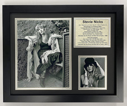 Stevie Nicks Fleetwood Mac- retratos en blanco y negro | collage de fotos enmarcado – 12 x 15 cm | Legends Never Die