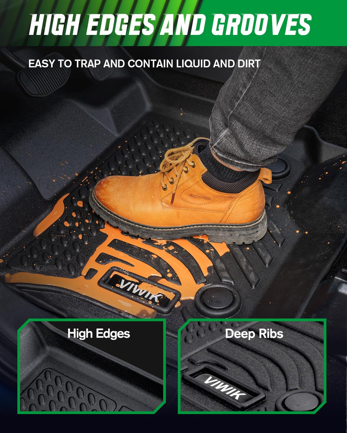VIWIK Alfombrillas para Camry 2012-2017, protección para Todo Tipo de Clima, Juego Completo de Forros Personalizados Incluye 1ª y 2ª Fila Delantera y Trasera de Color Negro