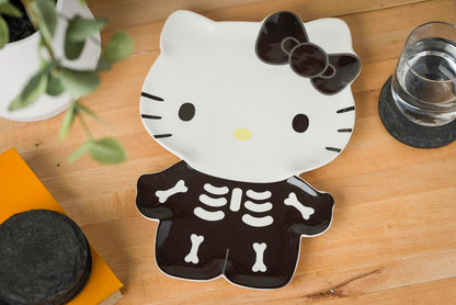 Silver Buffalo Sanrio Hello Kitty Halloween esqueleto espeluznante disfraz de cerámica decorativo plato