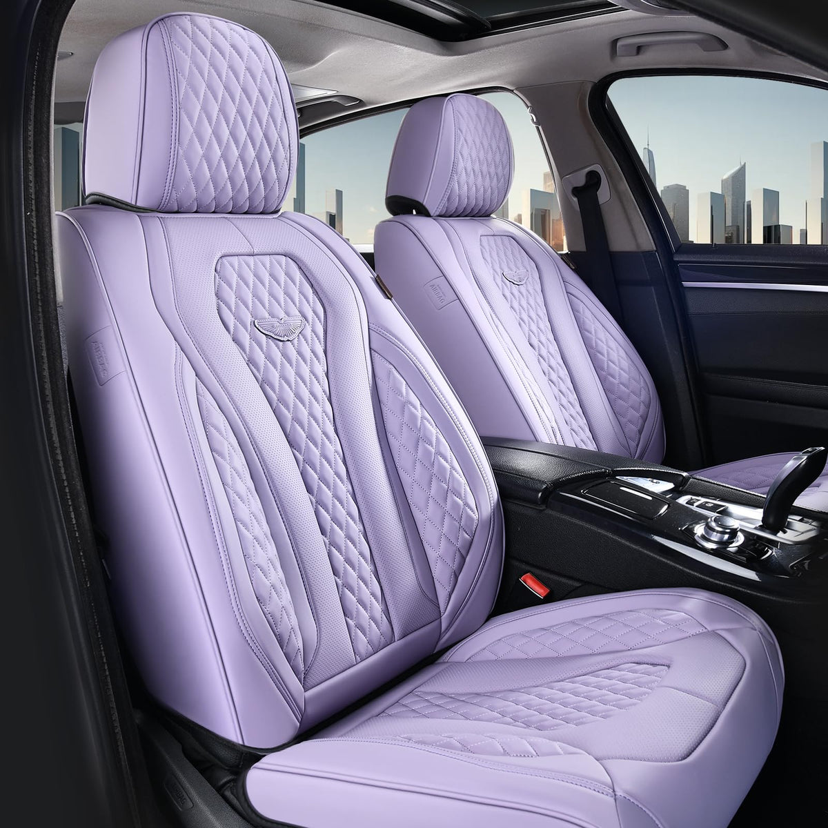 Coverado Funda de Asiento de Auto en Piel, Ajuste Universal - Púrpura - FrontPair