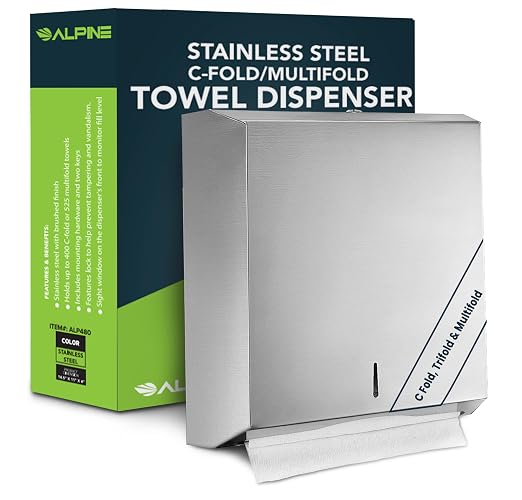 Alpine Industries - Dispensador de Toallas de Papel, Mediano, Acero Inoxidable