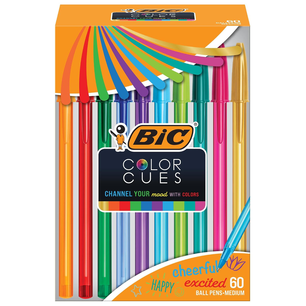 BIC - Juego de bolígrafos de color con tacos de 60 unidades, varios colores, divertidos bolígrafos de colores para suministros escolares, incluye bolígrafos BIC vidrio Xtra Smooth