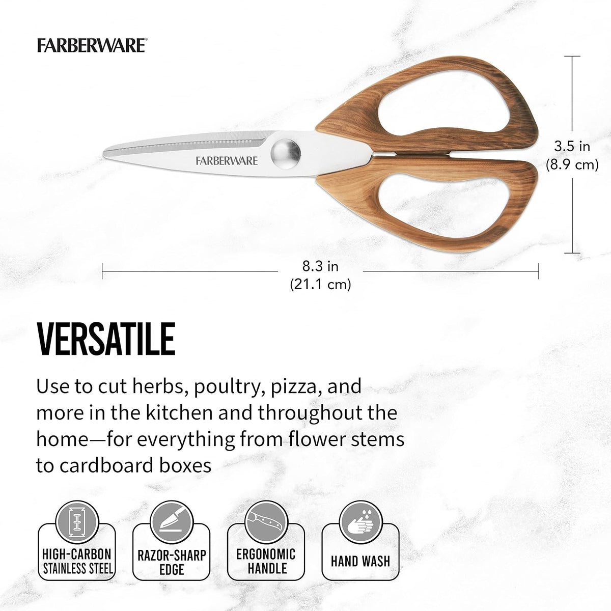 Farberware 5221282 All Purpose Shear, Pecan Wood Handles