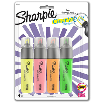 Sharpie Resaltador Estilo Tanque Punta de Cincel Amarillo, Caja 12 - 4 Count (Pack of 1) - amarillo, rosa, naranja y verde. - empaque estándar