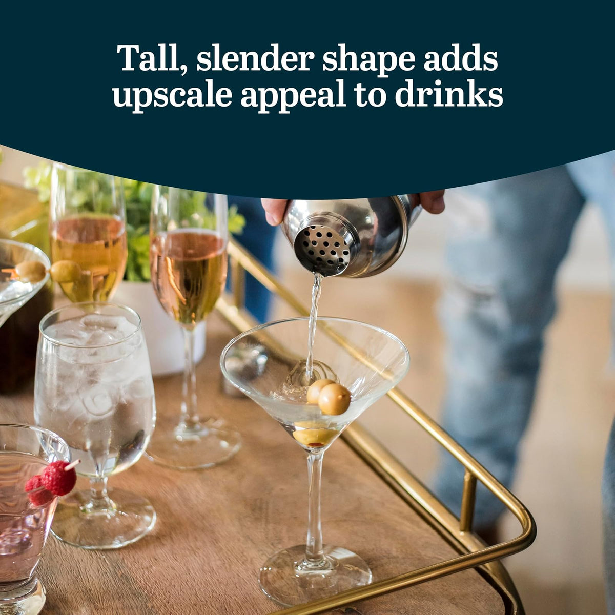 Libbey Entertaining Essentials - Juego de 6 vasos Martini aptos para lavaplatos, vasos Martini de tallo alto para fiestas y más
