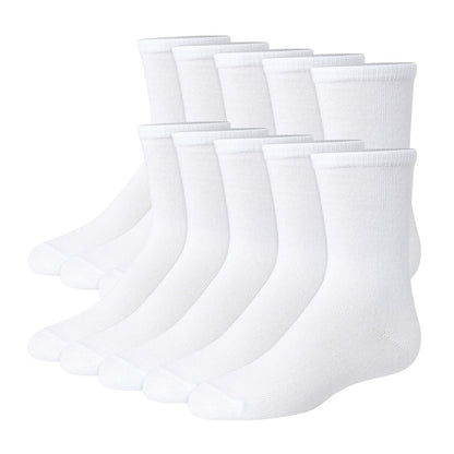 Hanes Uniform Crew Socks, Plain White Crew Socks, Knit Crew Socks for Girls, 10-pairs Calcetines Niñas