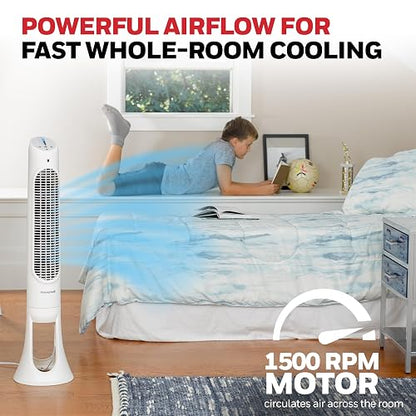 Honeywell Ventilador, Tradicional, Blanco, 1, 1 | 5 potentes y silenciosos ajustes de ventilador, flujo de aire oscilante, temporizador automático, diseño delgado que ahorra