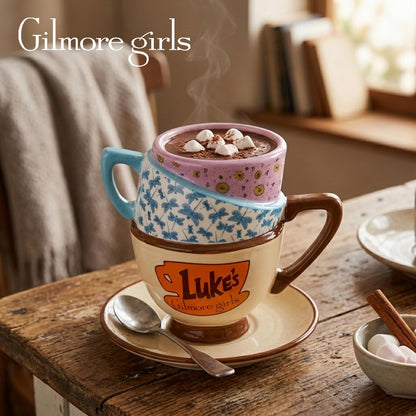 Silver Buffalo Gilmore Girls Destinations - Taza esculpida 3D de cerámica apilada