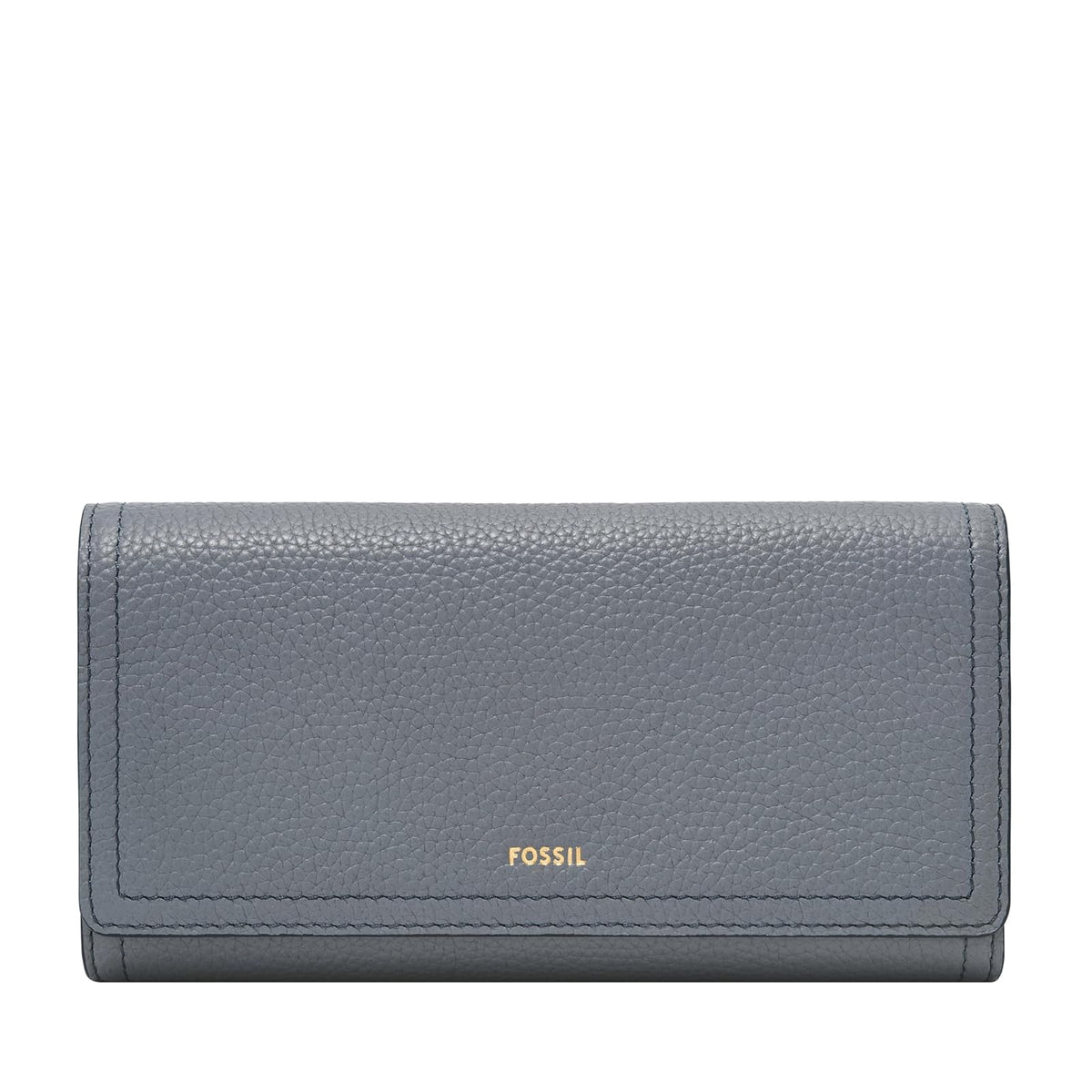 Cartera de mano con solapa Fossil Logan de piel en color azul para mujer