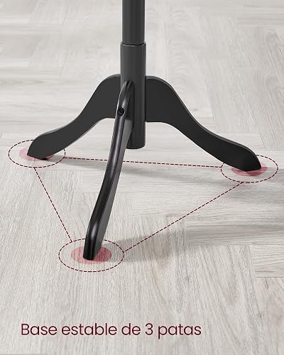 VASAGLE URCR001B01 - Perchero de madera maciza con 8 ganchos,3 opciones de altura,para ropa,sombreros,bolsos,sala de estar,recámara,oficina en casa,oficina,color negro tinta.