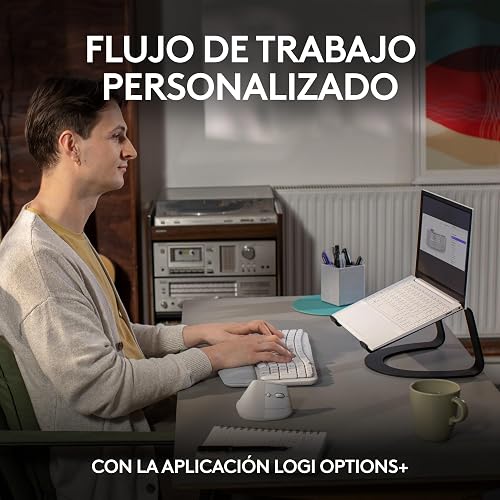 Logitech Wave Keys, Teclado ergonómico inalámbrico con reposamanos Acolchado, Escritura Confortable y Natural, Easy-Switch, Bluetooth, Logi Bolt, multisistema, Windows/Mac - Blanco
