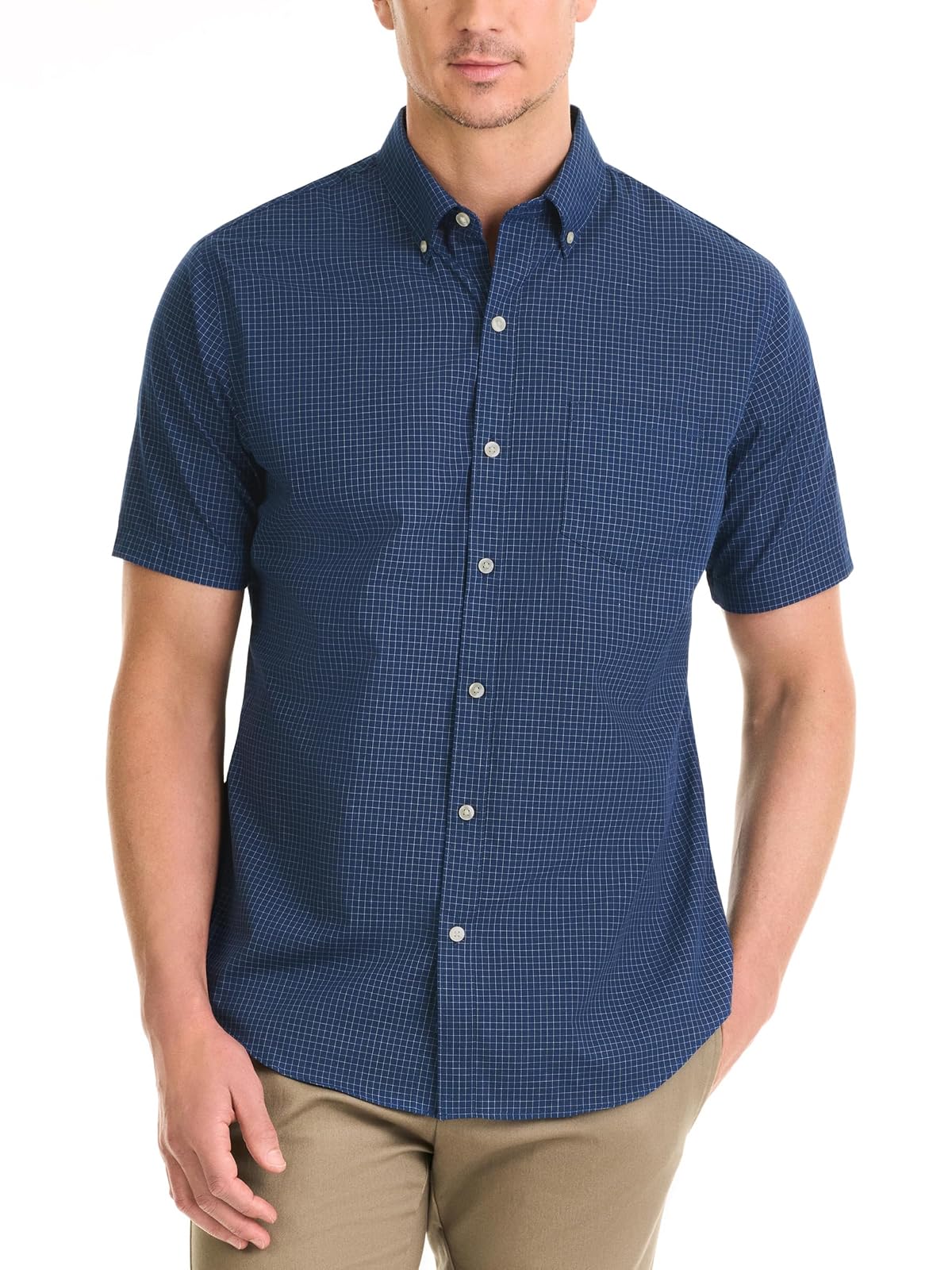 Van Heusen Camisa de Manga Corta sin Arrugas Camisa de Botones para Hombre