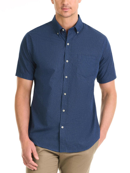 Van Heusen Camisa de Manga Corta sin Arrugas Camisa de Botones para Hombre