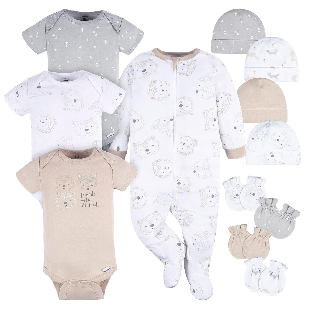 Gerber Set de Regalo para Bebé, 100% Algodón, 12 Piezas - 3-6 Meses - Bosque