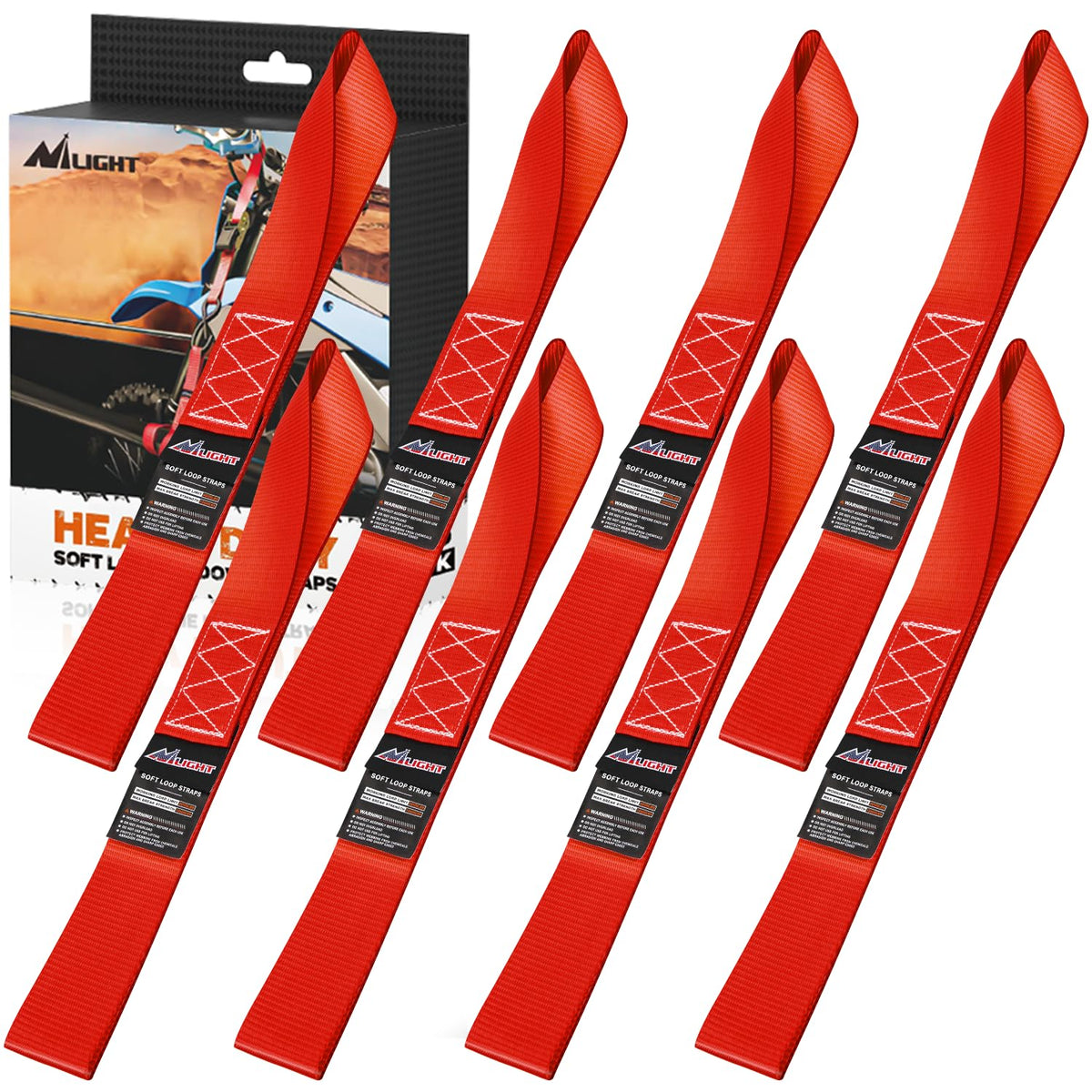Nilight - Correas de Amarre para Motocicleta de 1.7 x 17 Pulgadas, Resistentes a la Rotura máxima de 12000 Libras, para asegurar la Carga de Movimiento de Kayak de UTV (8 Unidades), Color Rojo